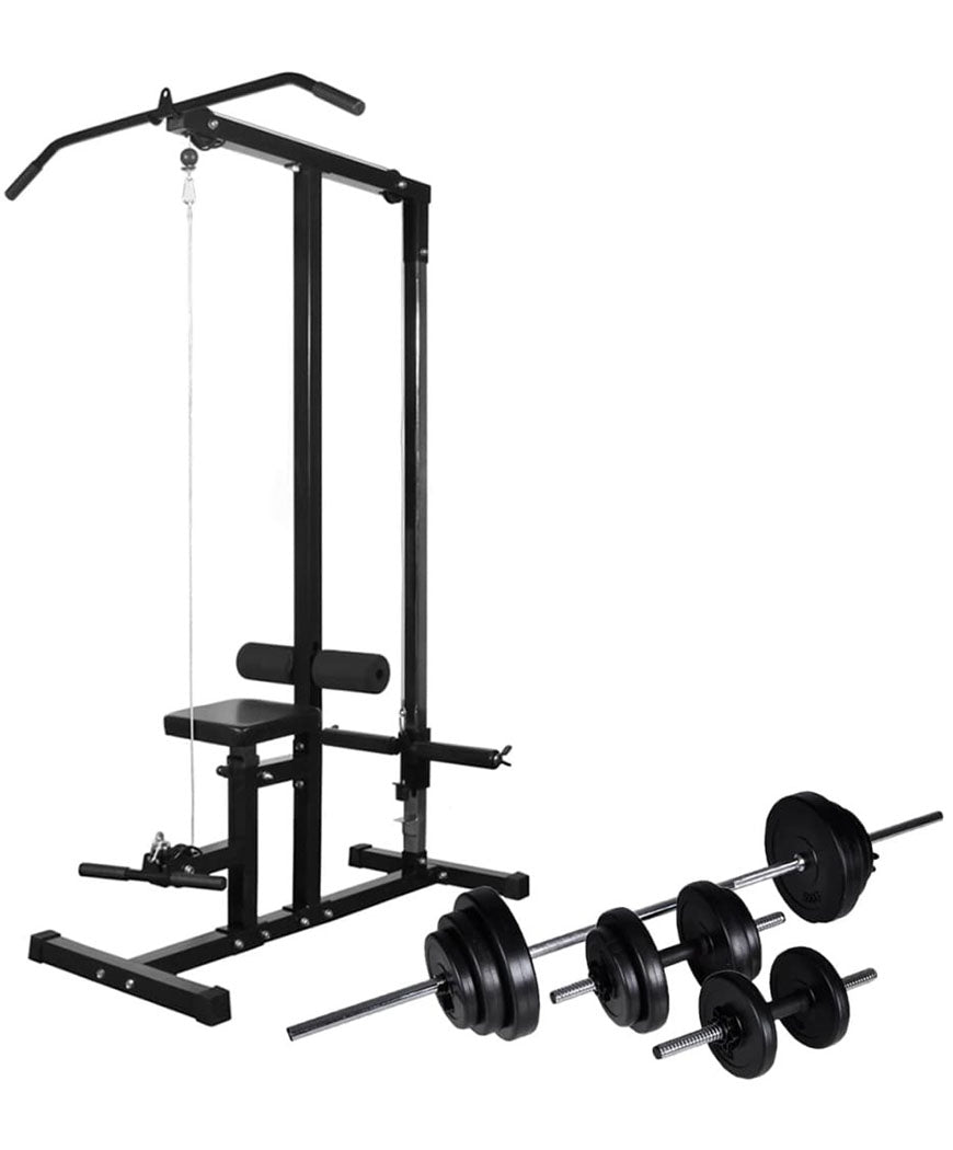 All-in-One Power Tower with 30.5 kg Free Weight Set