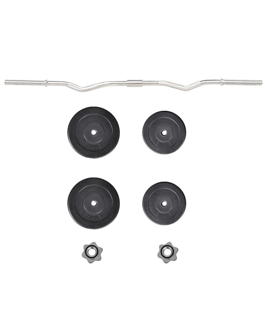 EZ Barbell Curl Bar with 30 kg Plates