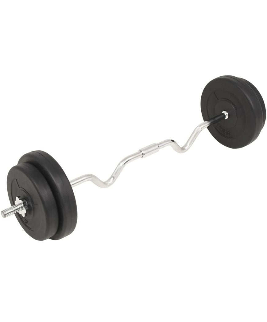 EZ Barbell Curl Bar with 30 kg Plates