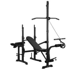 Multi Gym Machine - Adjustable Weight Bench with Barbell Rack
