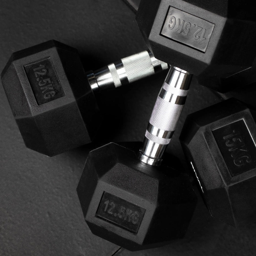 HGS Rubber Hex Dumbbell Set and Rack (2.5kg - 30kg) - Image 2