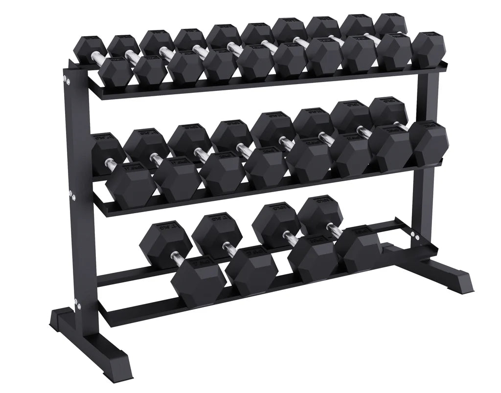 HGS Rubber Hex Dumbbell Set and Rack (2.5kg - 30kg) - Image 4