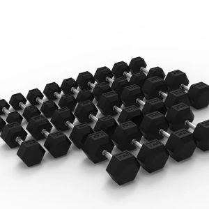 HGS Rubber Hex Dumbbell Set and Rack (2.5kg - 30kg)