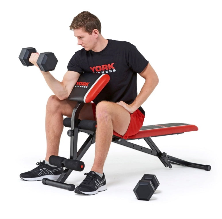 York Warrior 2 in 1 Dumbbell & Ab Bench with Curl - Image 7