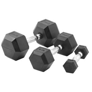 York Rubber Hex Dumbbell Sets With Racks