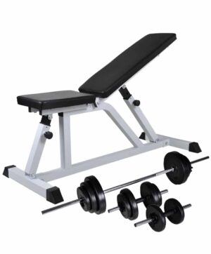 Adjustable Workout Bench with 30.5 kg Barbell and Dumbbell Set